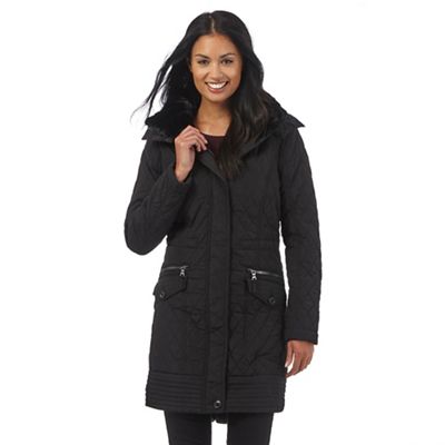 The Collection Black longline quilted parka coat